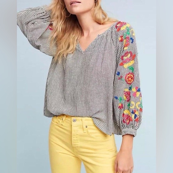 Anthropologie Embroidered Soleil Top by Floreat Size M - Picture 4 of 13